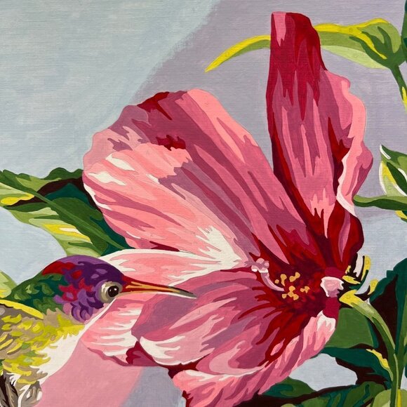 Flower Humming Bird Paint by Number Art Picture Handmade - Picture 3 of 7